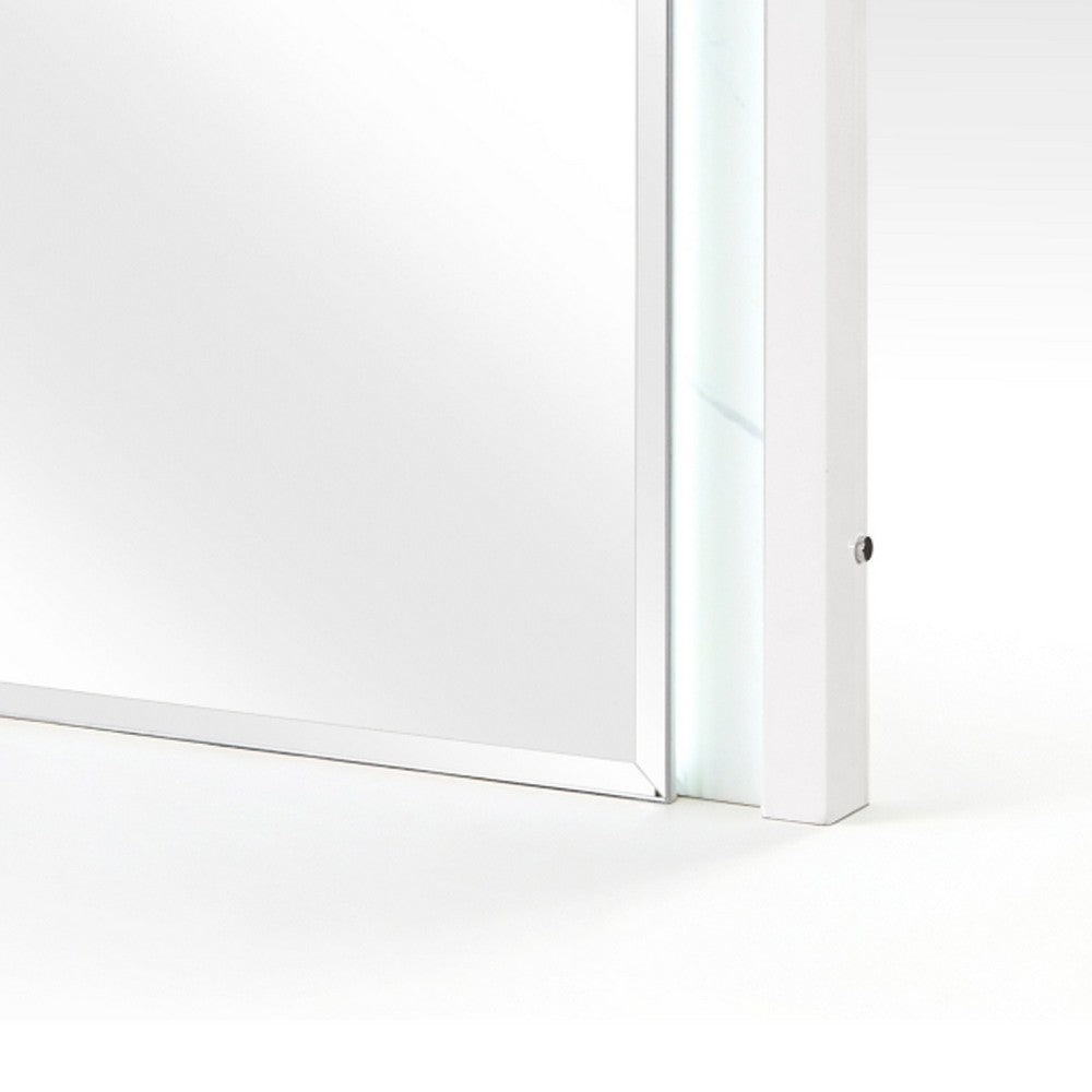 Cyna Dresser Mirror | LED Faux Marble Panels | High Gloss White 39 x 44