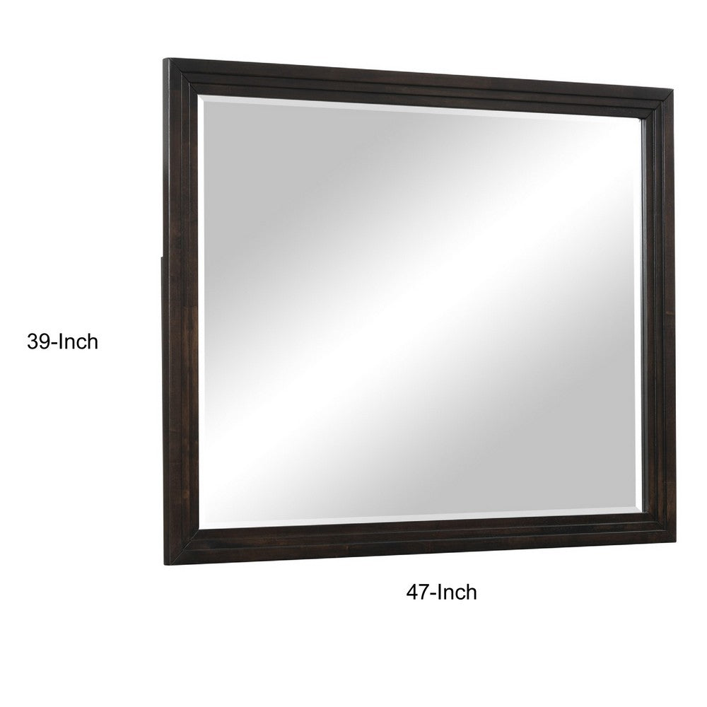 Tey Vanity Dresser Mirror | Charcoal Gray Ash Veener Frame | 39 x 47