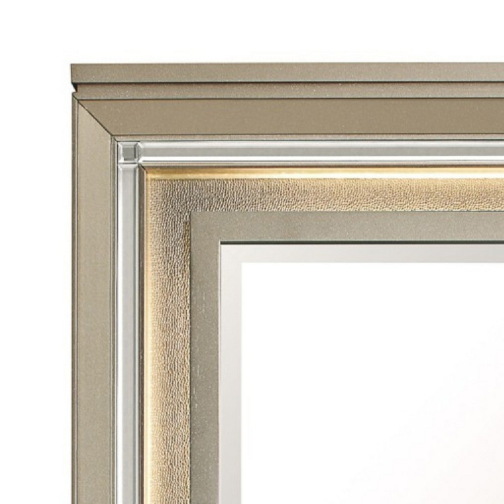 Loy Vanity Dresser Mirror |Metallic Champagne Gray | LED Frame 38 x 38