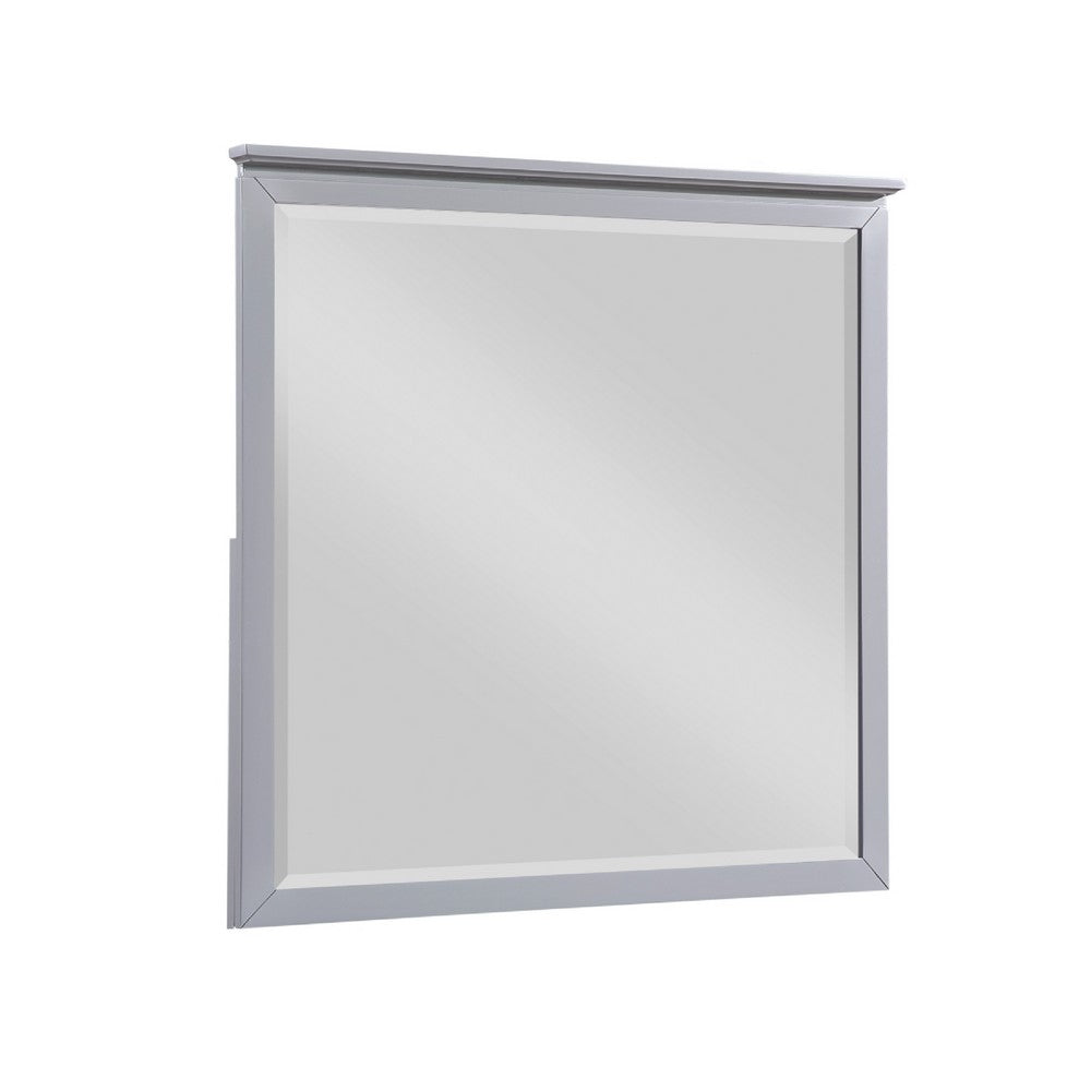 Sely Vanity Dresser Mirror | Light Gray Finish Frame | 38 x 38