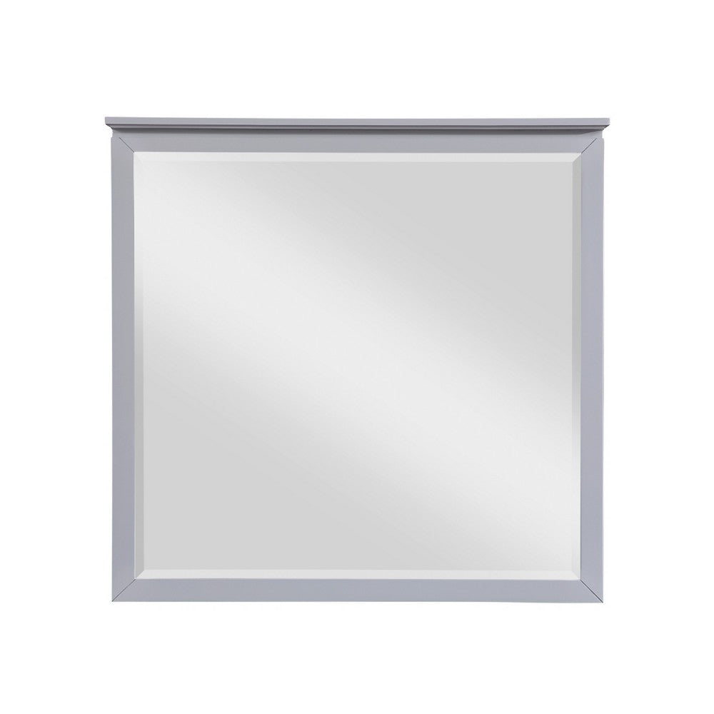 Sely Vanity Dresser Mirror | Light Gray Finish Frame | 38 x 38