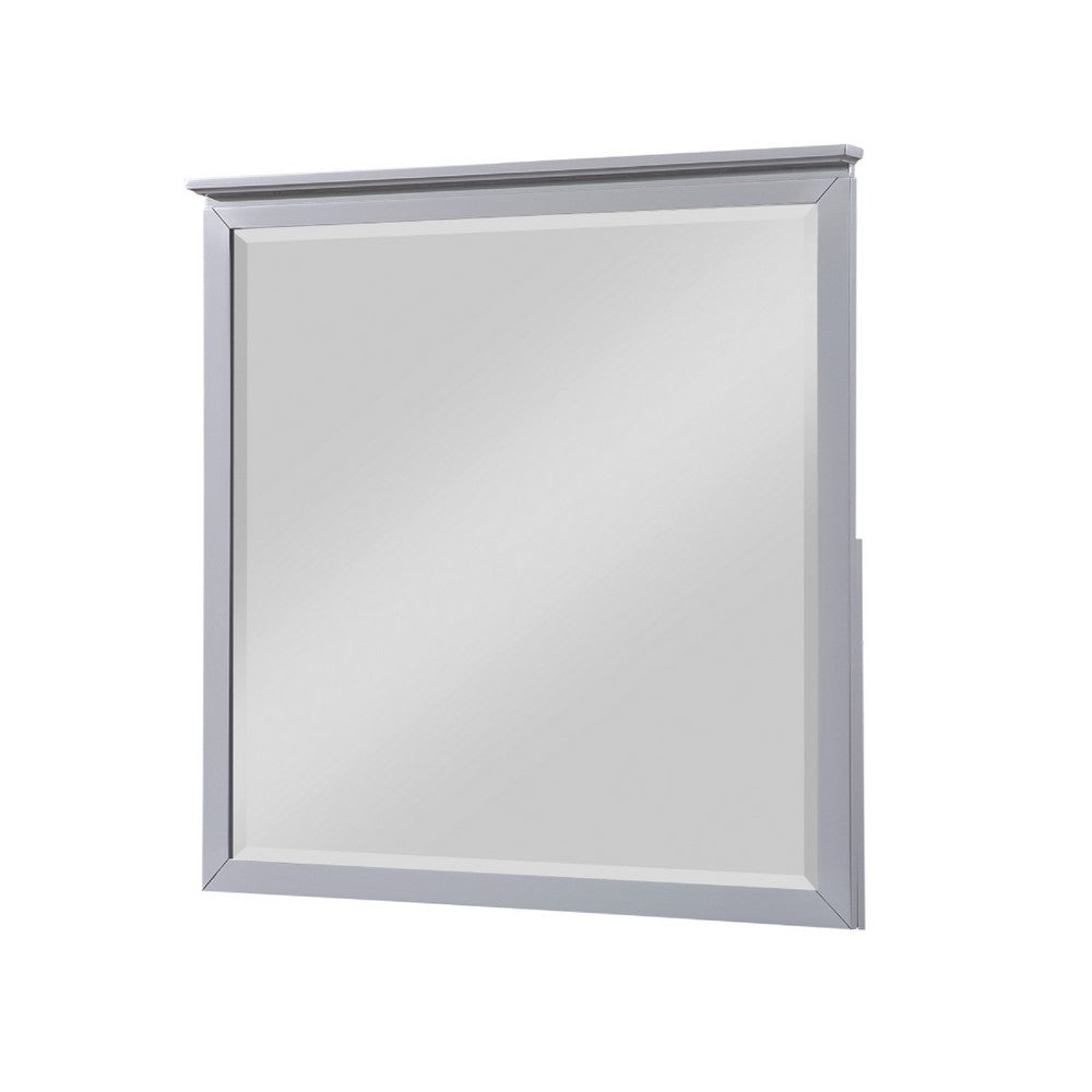 Sely Vanity Dresser Mirror | Light Gray Finish Frame | 38 x 38