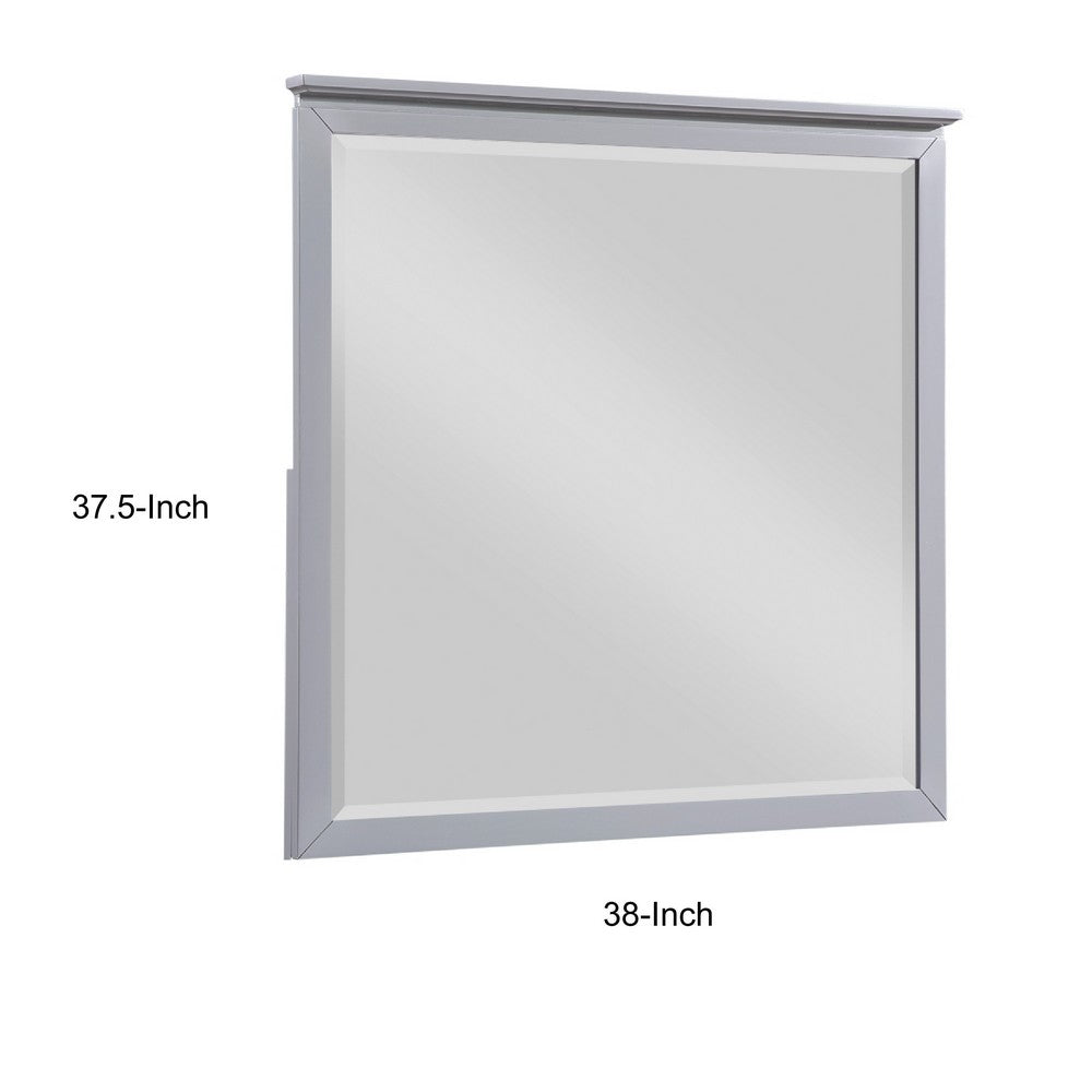 Sely Vanity Dresser Mirror | Light Gray Finish Frame | 38 x 38