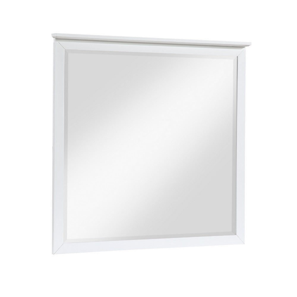 Sely Vanity Dresser Mirror | Glam White Finish Frame | 38 x 38
