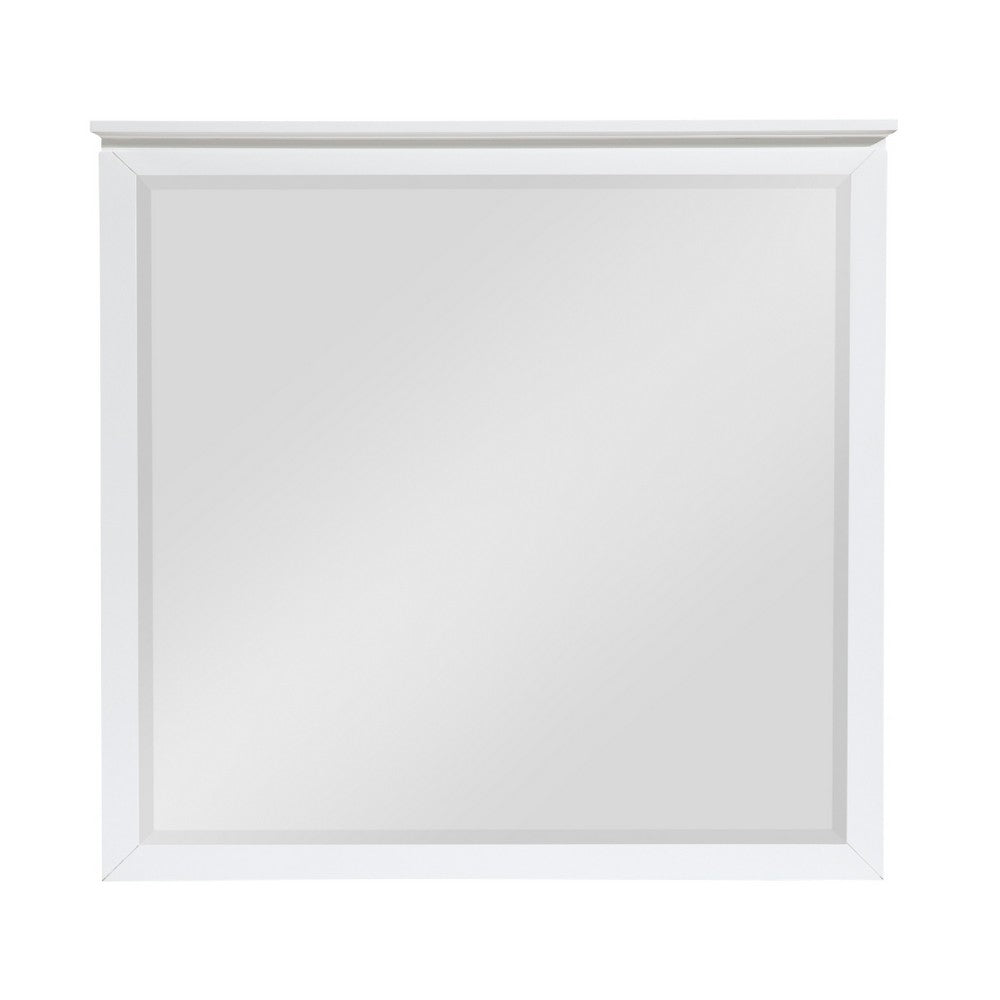Sely Vanity Dresser Mirror | Glam White Finish Frame | 38 x 38