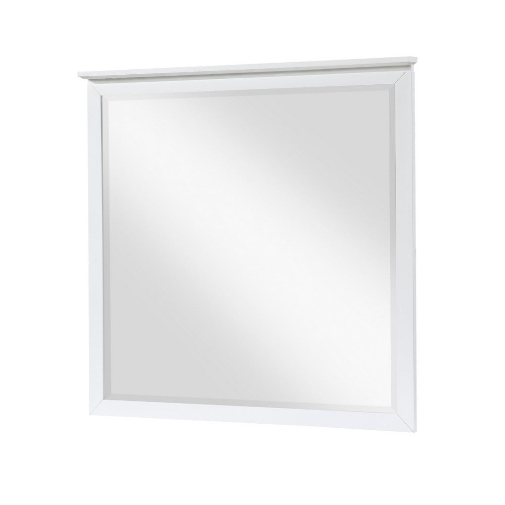 Sely Vanity Dresser Mirror | Glam White Finish Frame | 38 x 38