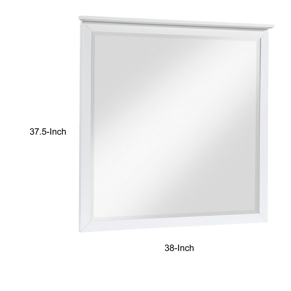 Sely Vanity Dresser Mirror | Glam White Finish Frame | 38 x 38