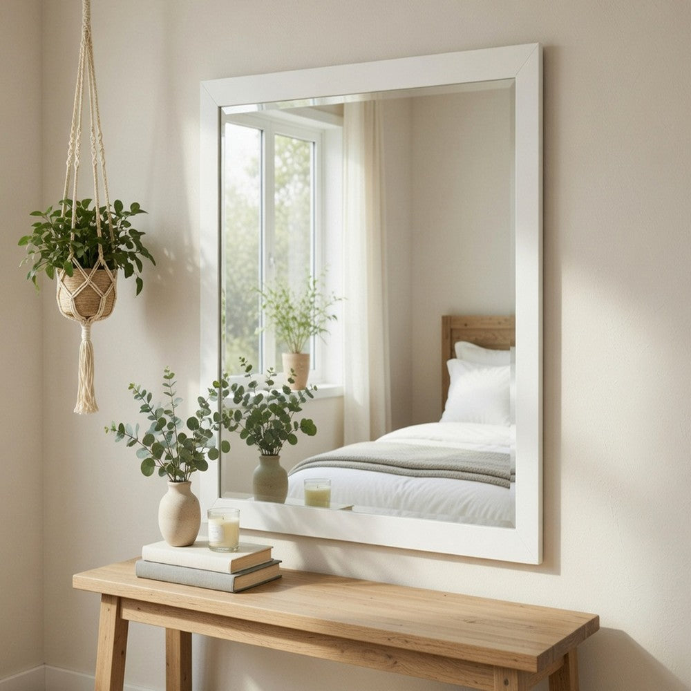 Goe Vanity Dresser Mirror | Transitional White Finish | 28 x 37
