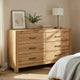 Adia Wide Dresser | 6 Drawers with Black Nickel Handles | Natural Brown