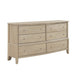 Hadly Wide Dresser | 6 Drawers with Satin Nickel Knobs | Beige