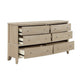 Hadly Wide Dresser | 6 Drawers with Satin Nickel Knobs | Beige