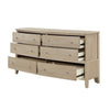 Hadly Wide Dresser | 6 Drawers with Satin Nickel Knobs | Beige