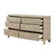 Hadly Wide Dresser | 6 Drawers with Satin Nickel Knobs | Beige