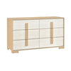 Kery Wide Dresser | 6 Drawers w Board Handles | Natural Brown & White Wood