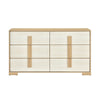Kery Wide Dresser | 6 Drawers w Board Handles | Natural Brown & White Wood