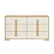 Kery Wide Dresser | 6 Drawers w Board Handles | Natural Brown & White Wood