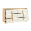 Kery Wide Dresser | 6 Drawers w Board Handles | Natural Brown & White Wood