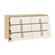 Kery Wide Dresser | 6 Drawers w Board Handles | Natural Brown & White Wood