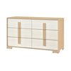 Kery Wide Dresser | 6 Drawers w Board Handles | Natural Brown & White Wood