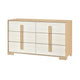 Kery Wide Dresser | 6 Drawers w Board Handles | Natural Brown & White Wood