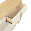 Kery Wide Dresser | 6 Drawers w Board Handles | Natural Brown & White Wood