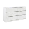 Lon Wide Dresser | 6 Drawers w Edge Handles | Ribbed Front | Pearl White