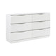 Lon Wide Dresser | 6 Drawers w Edge Handles | Ribbed Front | Pearl White