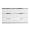 Lon Wide Dresser | 6 Drawers w Edge Handles | Ribbed Front | Pearl White