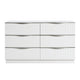 Lon Wide Dresser | 6 Drawers w Edge Handles | Ribbed Front | Pearl White