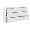 Lon Wide Dresser | 6 Drawers w Edge Handles | Ribbed Front | Pearl White