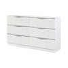 Lon Wide Dresser | 6 Drawers w Edge Handles | Ribbed Front | Pearl White