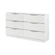 Lon Wide Dresser | 6 Drawers w Edge Handles | Ribbed Front | Pearl White