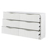 Lon Wide Dresser | 6 Drawers w Edge Handles | Ribbed Front | Pearl White