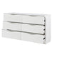 Lon Wide Dresser | 6 Drawers w Edge Handles | Ribbed Front | Pearl White