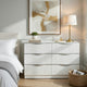 Lon Wide Dresser | 6 Drawers w Edge Handles | Ribbed Front | Pearl White