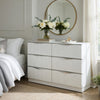 Lon Wide Dresser | 6 Drawers w Edge Handles | Ribbed Front | Pearl White