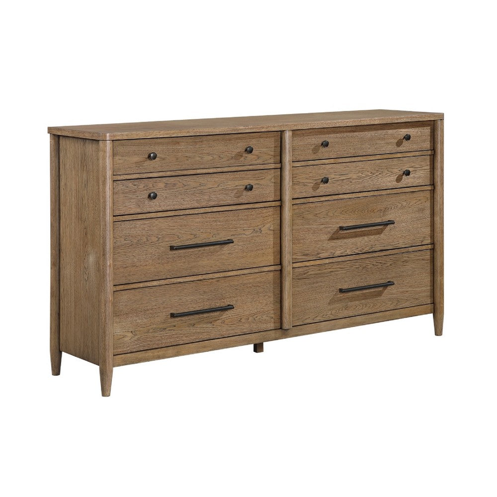 Seny 68" Wide Dresser | 8 Drawers | Cedar Lined Bottom Drawers | Brown Wood