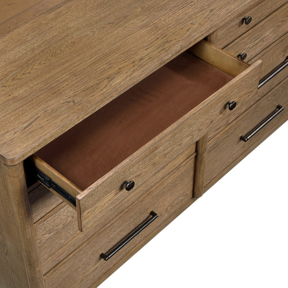 Seny 68" Wide Dresser | 8 Drawers | Cedar Lined Bottom Drawers | Brown Wood