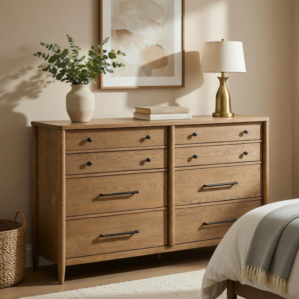 Seny 68" Wide Dresser | 8 Drawers | Cedar Lined Bottom Drawers | Brown Wood