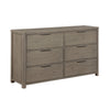 Dely Wide Dresser | 6 Drawers | Chrome Edge Handles | Modern Rustic Gray