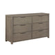 Dely Wide Dresser | 6 Drawers | Chrome Edge Handles | Modern Rustic Gray