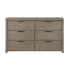 Dely Wide Dresser | 6 Drawers | Chrome Edge Handles | Modern Rustic Gray