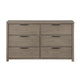 Dely Wide Dresser | 6 Drawers | Chrome Edge Handles | Modern Rustic Gray