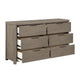 Dely Wide Dresser | 6 Drawers | Chrome Edge Handles | Modern Rustic Gray