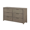 Dely Wide Dresser | 6 Drawers | Chrome Edge Handles | Modern Rustic Gray