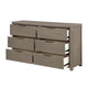 Dely Wide Dresser | 6 Drawers | Chrome Edge Handles | Modern Rustic Gray