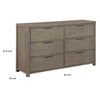 Dely Wide Dresser | 6 Drawers | Chrome Edge Handles | Modern Rustic Gray