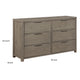 Dely Wide Dresser | 6 Drawers | Chrome Edge Handles | Modern Rustic Gray