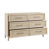 Ary Wide Dresser | 6 Drawers | Black Nickel Handles | Light Brown Wood