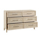 Ary Wide Dresser | 6 Drawers | Black Nickel Handles | Light Brown Wood
